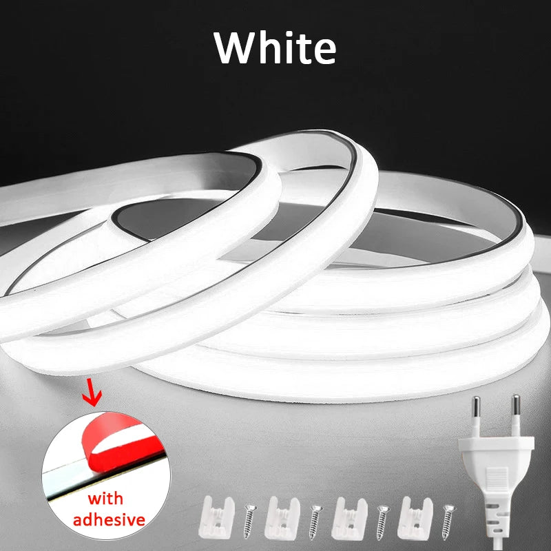 220V Led Strip High Brightness COB LED Strip 220V Flexible Ribbon for Room Bedroom Kitchen Outdoor Garden Lighting