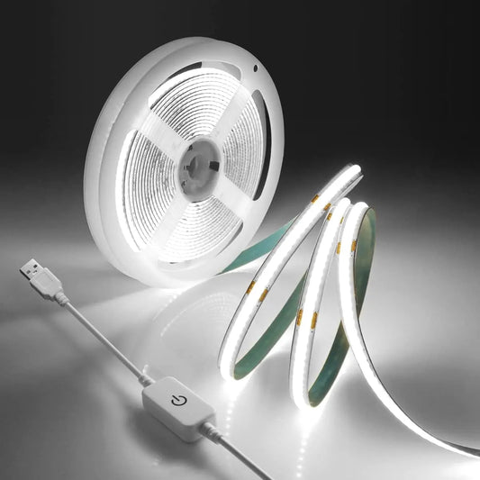 1M-5M USB LED Strip Light 5V 320LEDs/M COB Touch Sensor Dimmable Lamp Tape DIY TV Mirror Backlight Kitchen Room Night Lighting