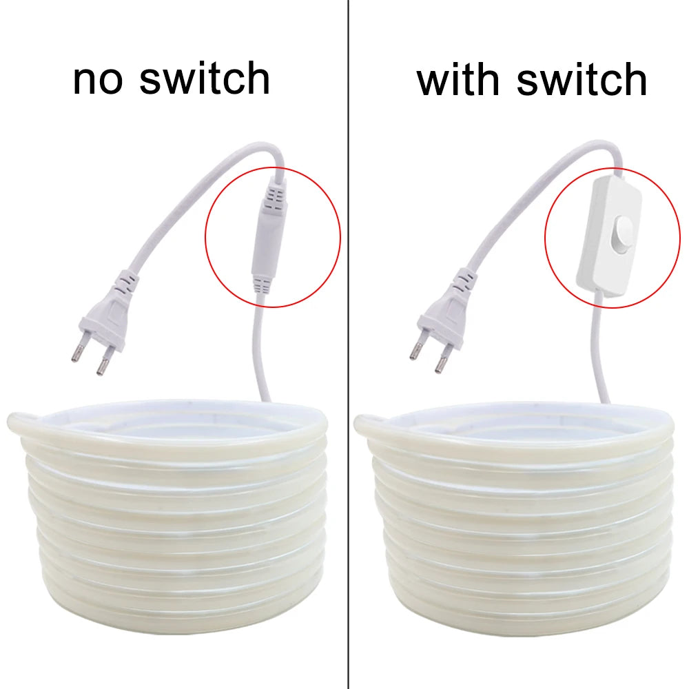 220V Led Strip High Brightness COB LED Strip 220V Flexible Ribbon for Room Bedroom Kitchen Outdoor Garden Lighting