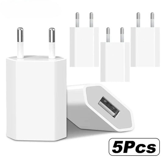 1-5Pcs Mini Universal 5V 1A EU Plug USB Wall Phone Charger For iPhone Samsung Xiaomi Redmi Google Huawei Charger Power Adapter