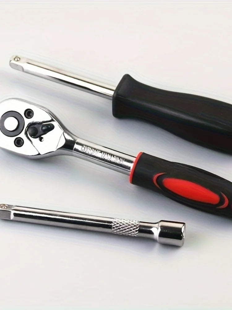 46pcs Car Repair Tool Kit  Ratchet Torque Wrench Spanner Screwdriver Socket Set Combo Tools Kit Bicycle Auto Repairing Tool Mech